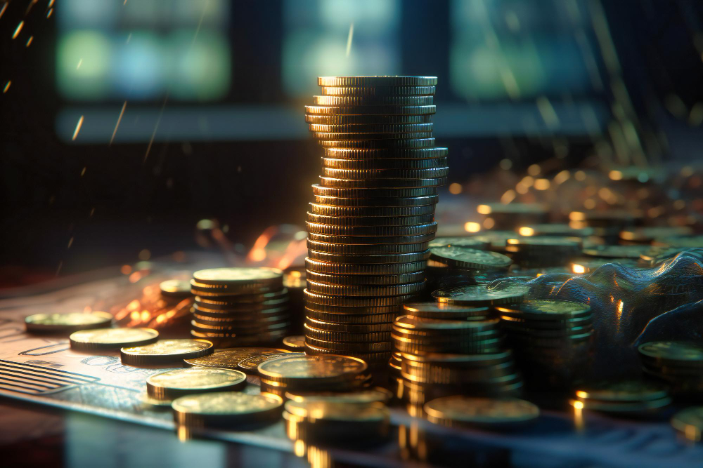 money-stack-trading-graph-represent-financial-investment-growth